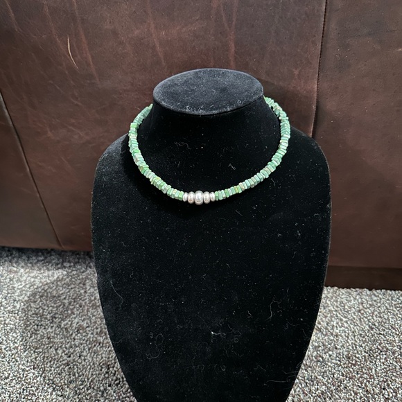 Hand Crafted Jewelry - Hand Crafted “One of a Kind” by Unique Earth Turquoise & Sterling Silver Choker